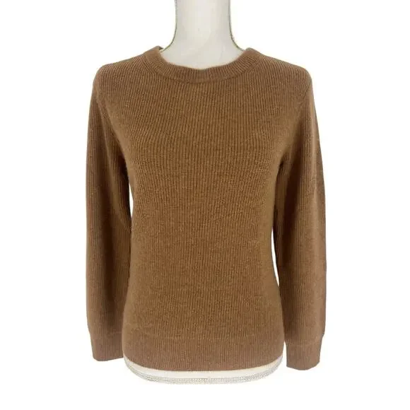 Ravella Ribbed Brown Camilla Luxe Cashmere Sweater